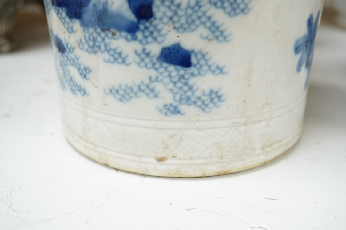 Large Chinese blue and white figural vase - 39.5cm high